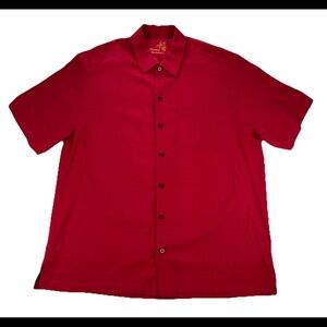 Tommy Bahama 100% Silk Camp Shirt Mens Red XL Short Sleeve Button Up Hawaiian